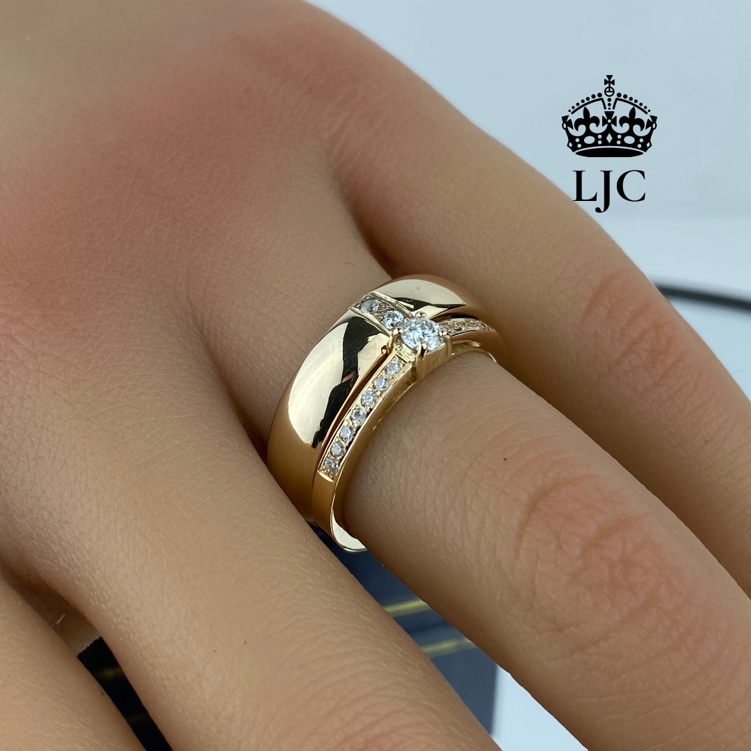 Trilogia Anillos de matrimonio oro 18 kilates con diamantes La Joyeria de Chile