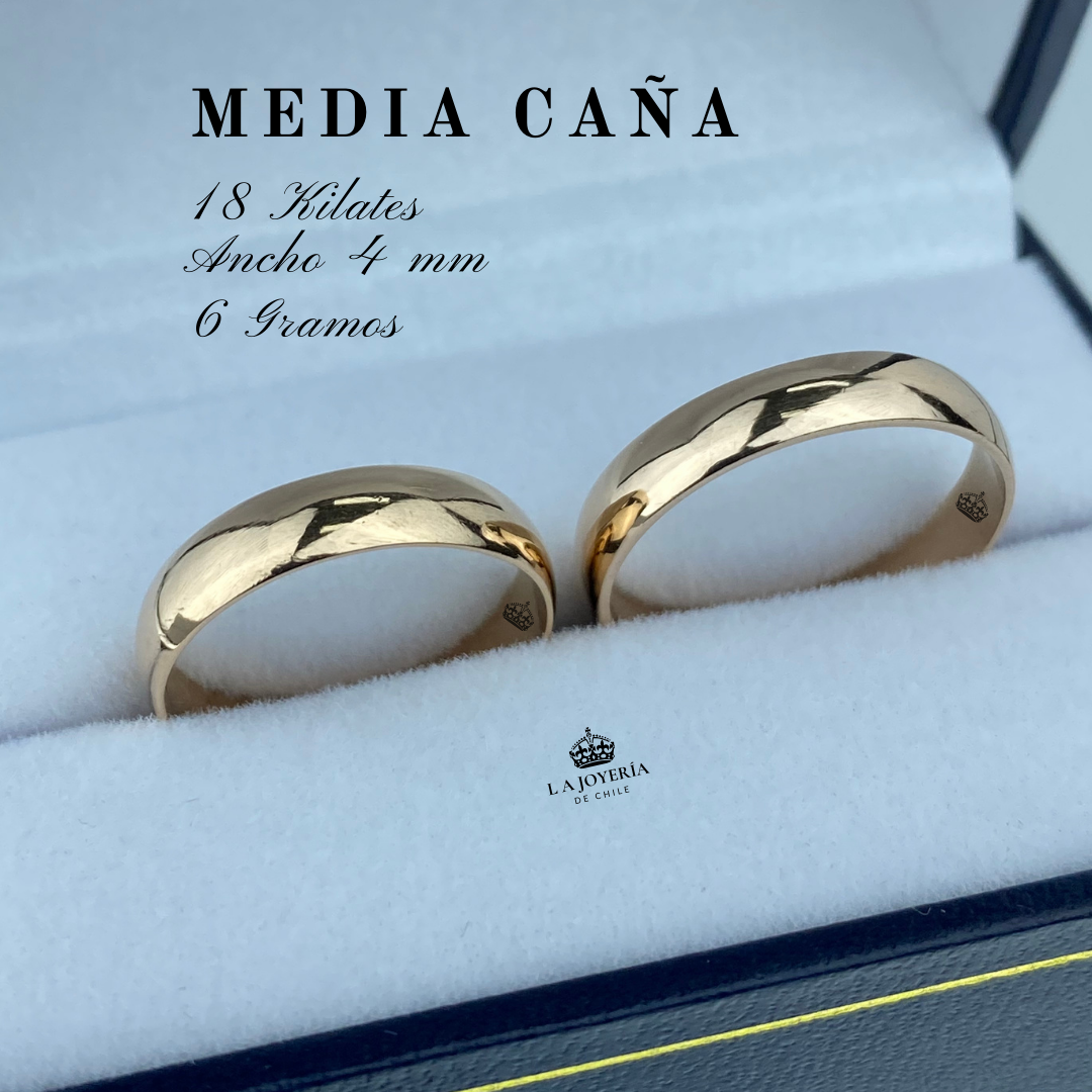 Anillos de matrimonio oro 18 kilates media cana La Joyeria de Chile