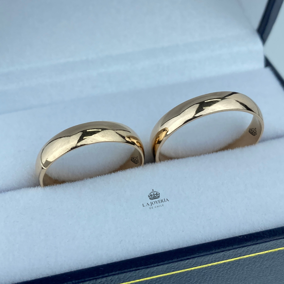 Anillos de matrimonio oro 18 kilates media cana La Joyeria de Chile