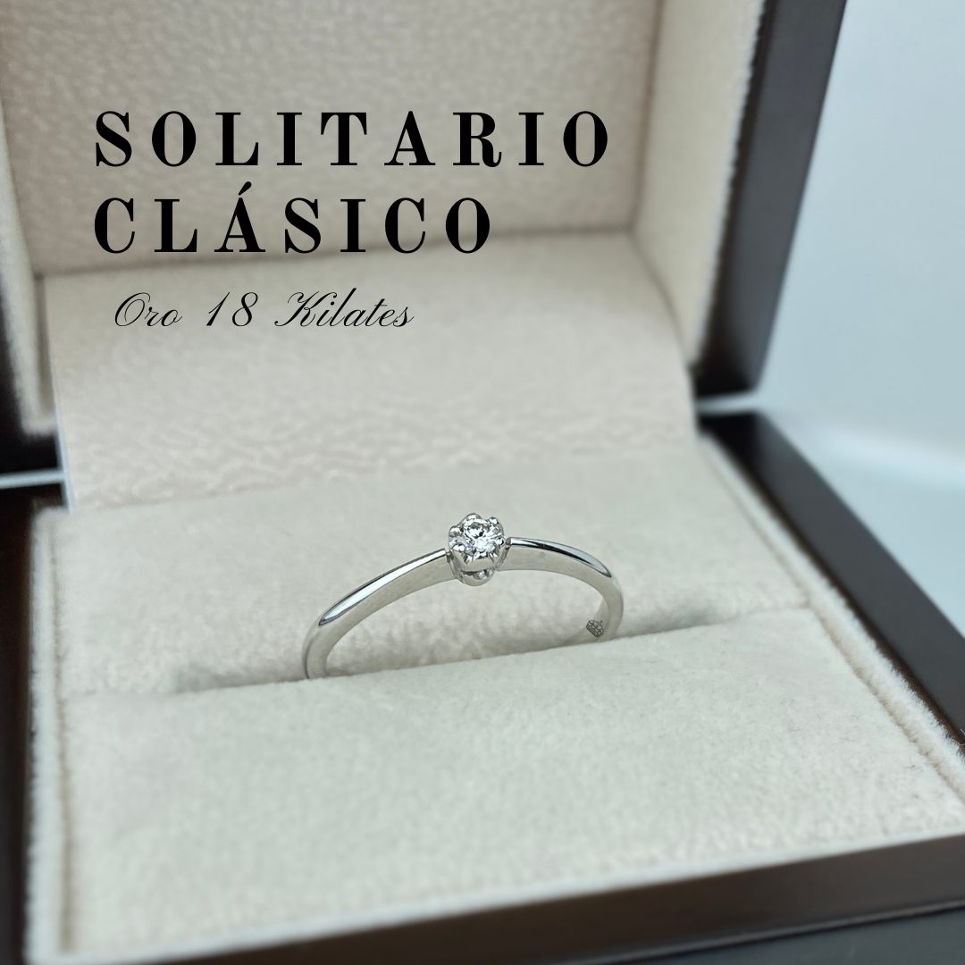 Solitario Clásico - Diamante 0,05 Ct - Oro blanco 18k