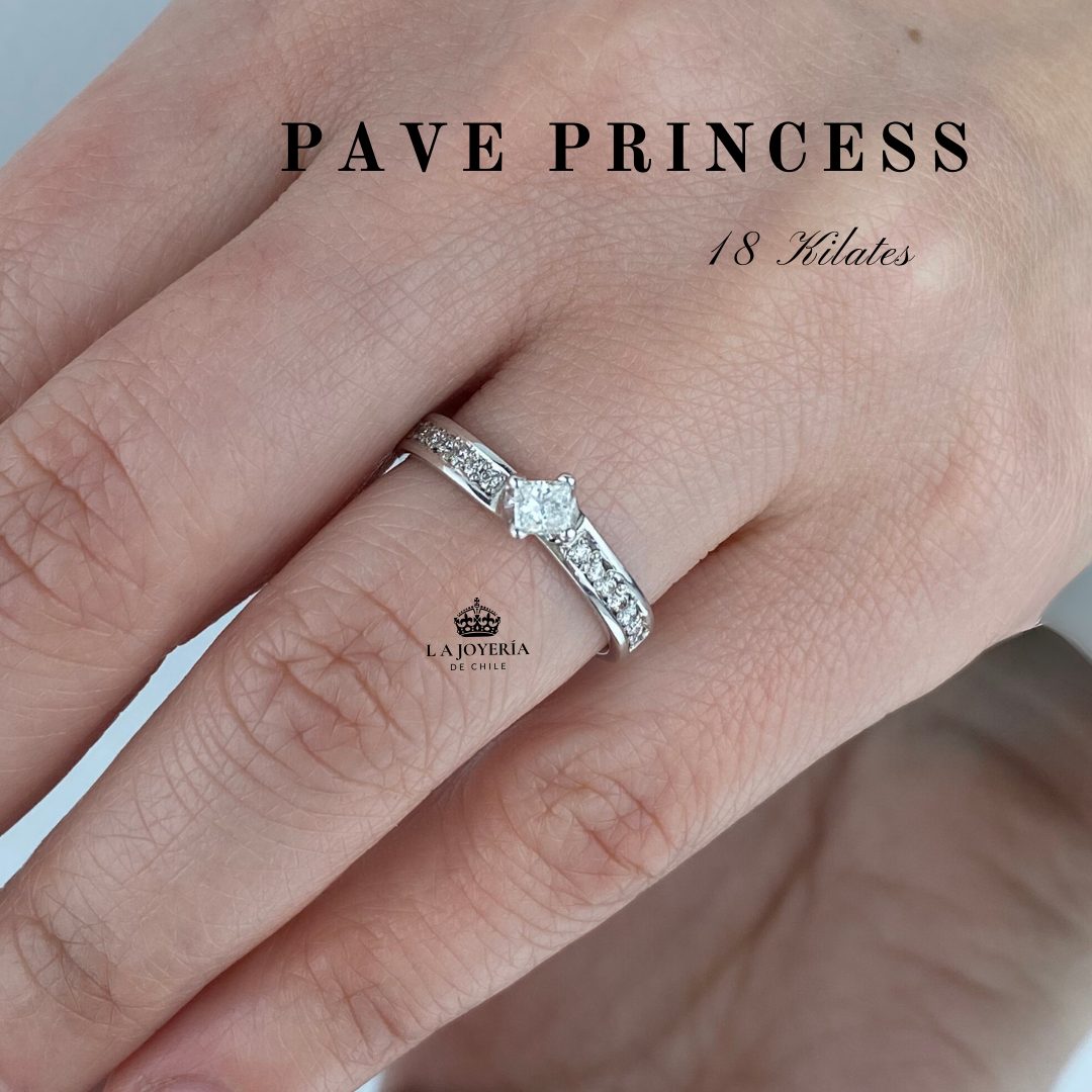 Pavé princess - Oro blanco 18 kilates